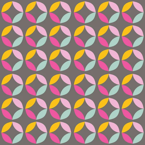 Patrón geométrico sin costura con círculos de colores en el diseño retro — Archivo Imágenes Vectoriales