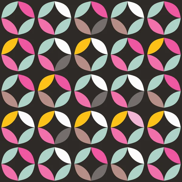 Modello geometrico senza cuciture con cerchi colorati in design retrò — Vettoriale Stock
