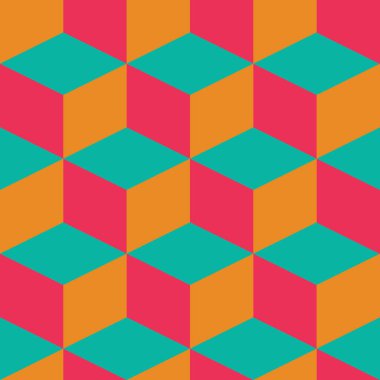 Retro tasarım renkli kareler ile geometrik seamless modeli