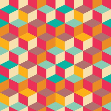 Retro tasarım renkli kareler ile geometrik seamless modeli
