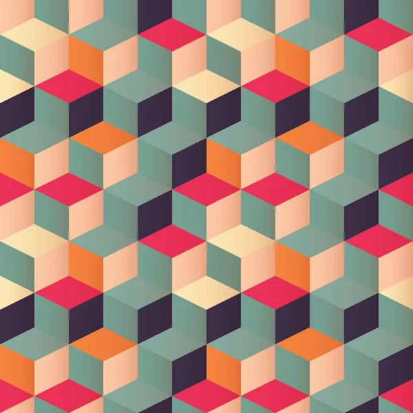 Motif géométrique sans couture avec des carrés colorés dans un design rétro — Image vectorielle