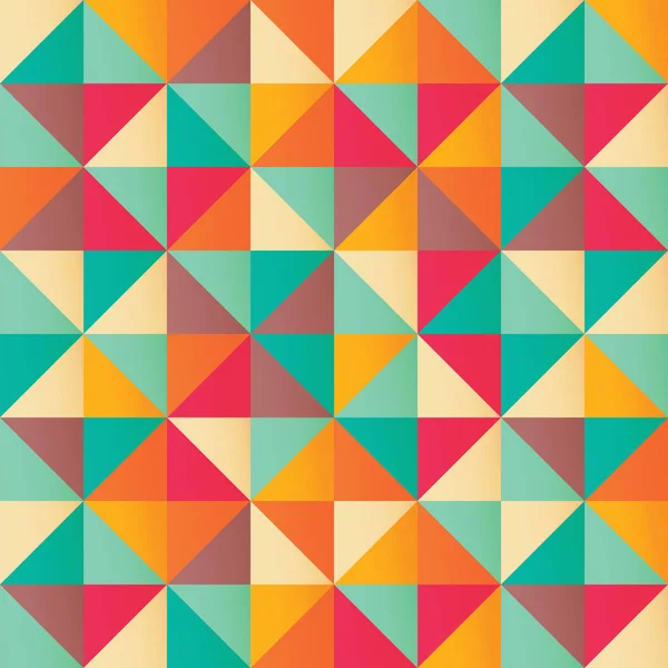 Geometric seamless pattern with colorful triangles in retro design — Stock Vector