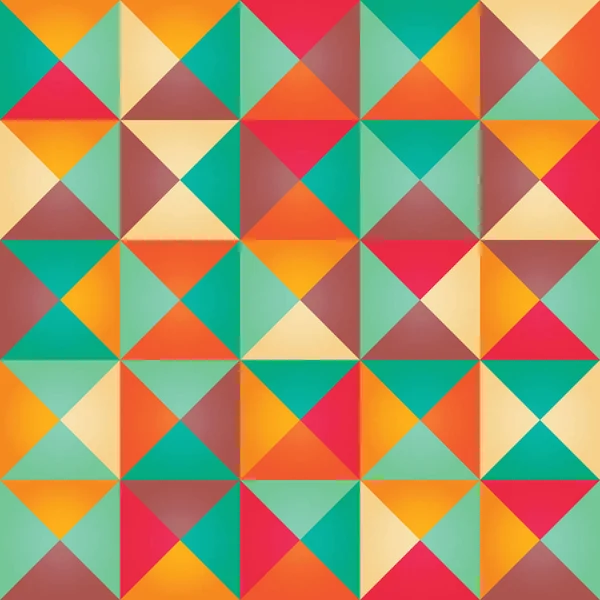 Geometric seamless pattern with colorful triangles in retro design — Stock Vector