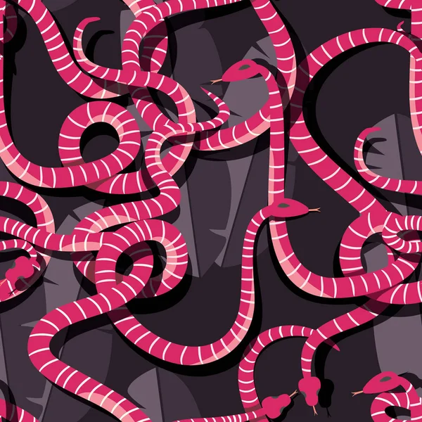 Modèle sans couture avec des serpents de la forêt tropicale rayés entrelacés colorés — Image vectorielle