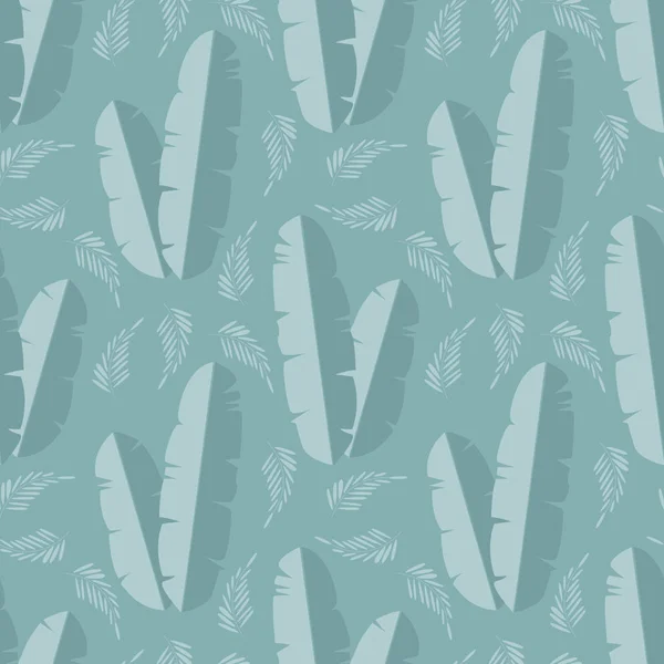 Nahtloses Muster mit Dschungelpalmenblättern auf blauem Hintergrund — Stockvektor