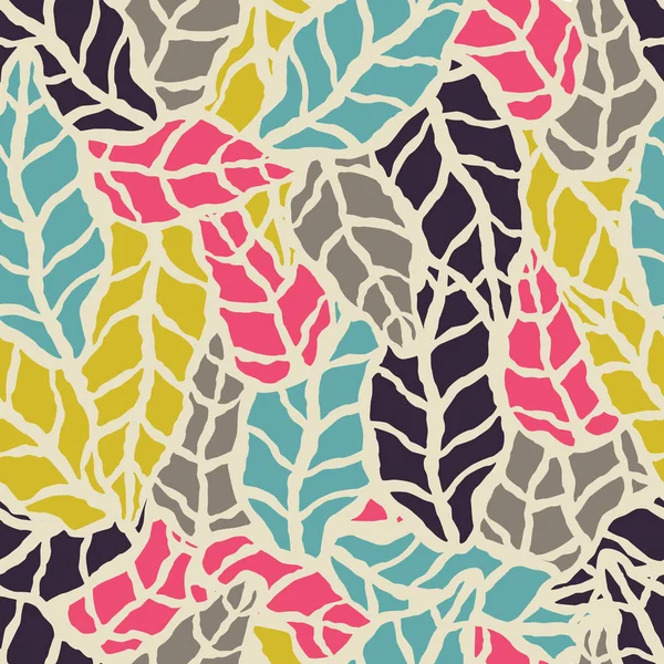 Nahtloses Muster mit von Hand gezeichneten natürlichen Blättern — Stockvektor
