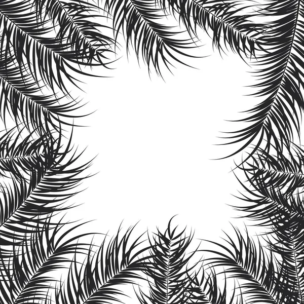 Τροπικό σχέδιο με μαύρο palm φύλλα και τα φυτά σε λευκό φόντο — Διανυσματικό Αρχείο