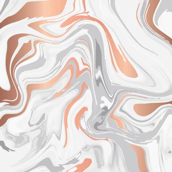 Conception de texture de marbre liquide, surface de marbrage colorée, lignes brillantes en cuivre, conception de peinture abstraite dynamique, illustration vectorielle — Image vectorielle