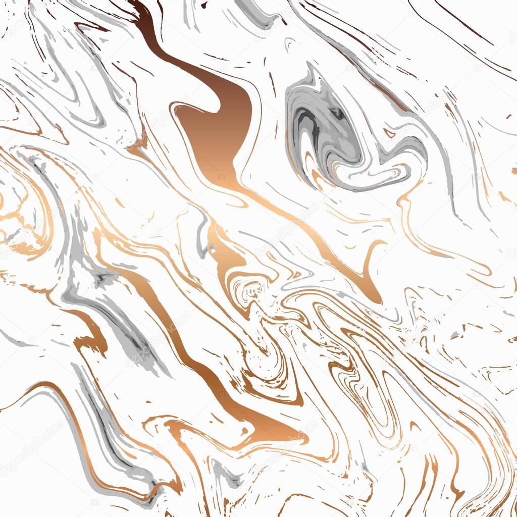 Liquid marble texture design, colorful marbling surface, black and white with gold, vibrant abstract paint design, vector illustration
