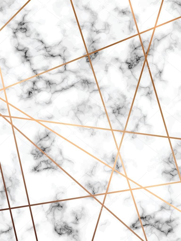 Vector marble texture design with golden geometric lines, black and white marbling surface, modern luxurious background, vector illustration