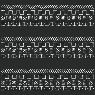 Siyah ve beyaz kabile etnik desen geometrik öğelerle, 