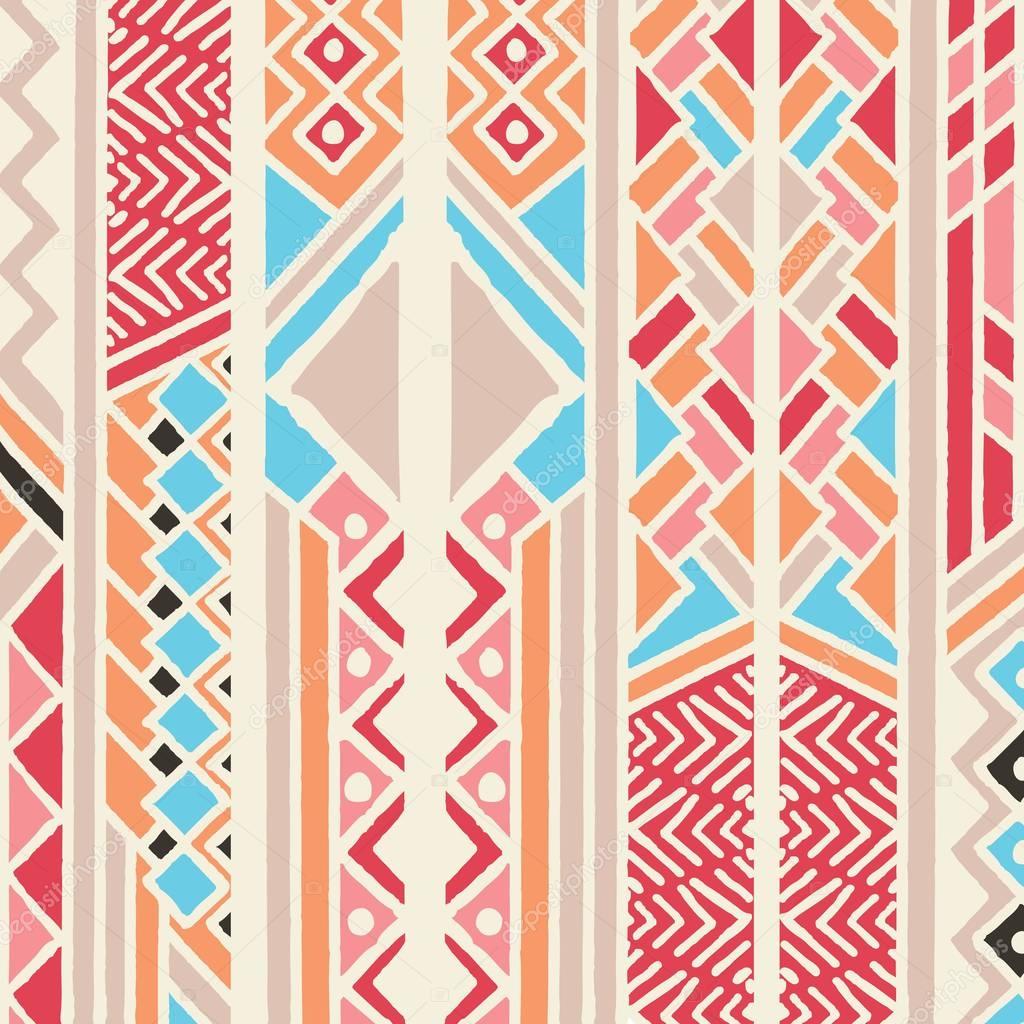 Tribal ethnic colorful bohemian pattern with geometric elements,