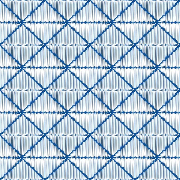 Sashiko patroon van de naadloze indigo dye met traditionele witte Japanse borduurwerk, vectorillustratie — Stockvector
