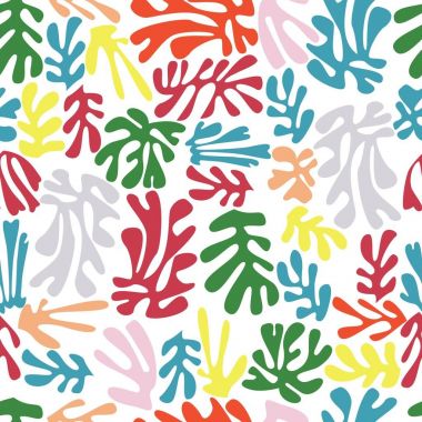 Matisse inspired shapes seamless pattern, colorful design clipart