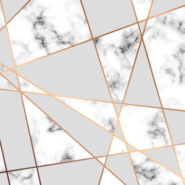 Vektör Mermer doku tasarımı altın geometrik çizgilerle