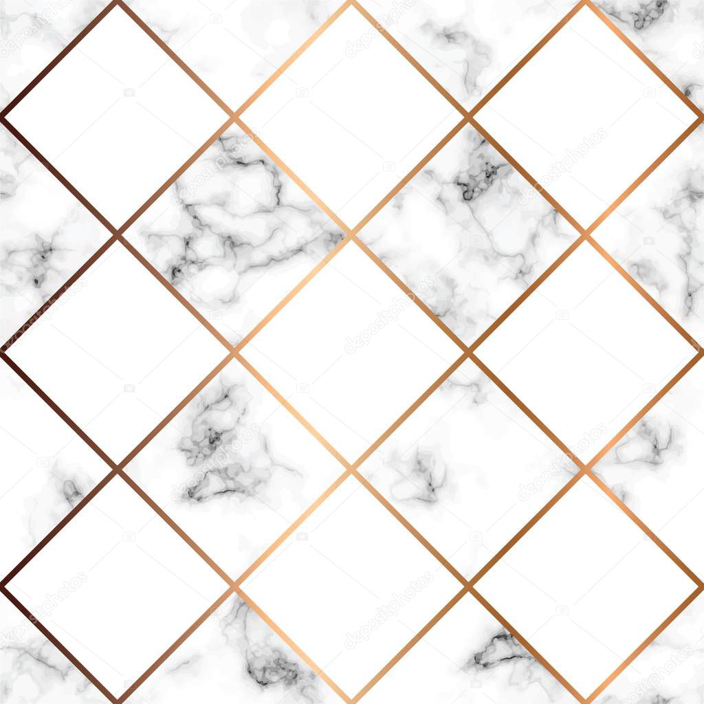 Vector marble texture, seamless pattern design with white squares