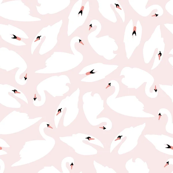 Swan wzór na różowym tle, ilustracji wektorowych — Wektor stockowy