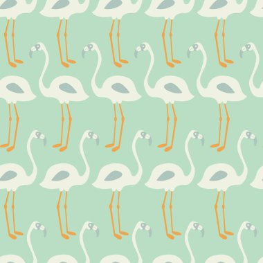 Flamingo seamless modeli nane arka planda, vektör illustratio