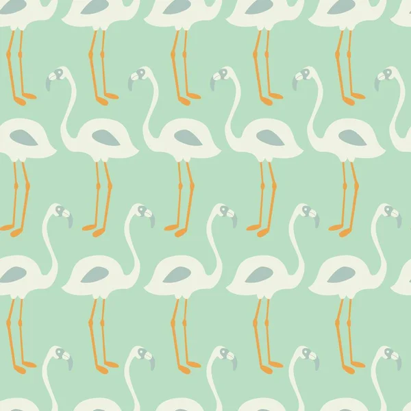 Flamingo bezešvé vzor na máta pozadí, vektorový illustratio — Stockový vektor