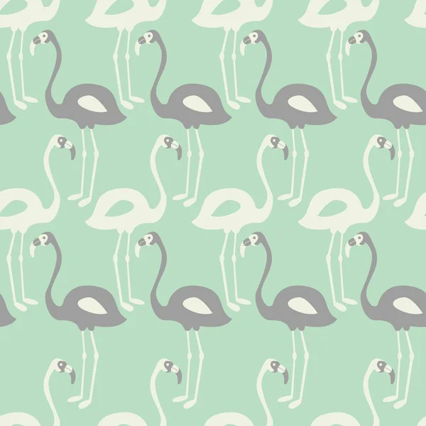 Flamingo bezešvé vzor na máta pozadí, vektorový illustratio — Stockový vektor