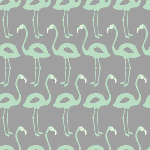 Фламинго бесшовный рисунок на фоне мяты, векторная иллюстрация
