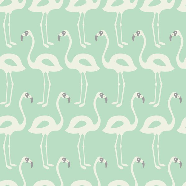 Фламинго бесшовный рисунок на фоне мяты, векторная иллюстрация
