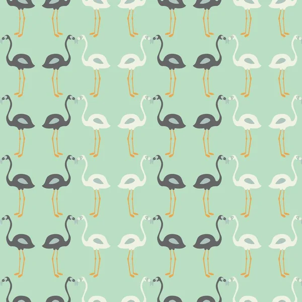 Flamingo seamless pattern on mint background, vector illustratio — Stock Vector