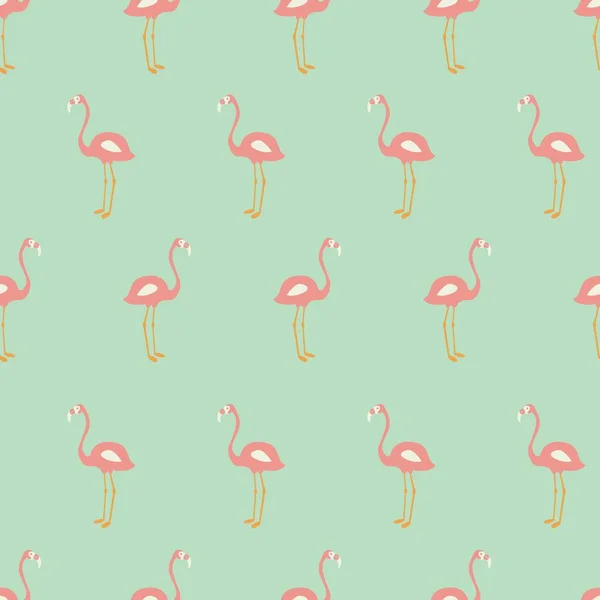 Flamingo wzór na tle mięty, pozdrowienie wektor — Wektor stockowy