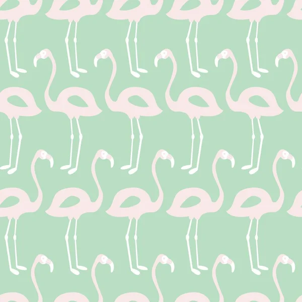 Flamingo sömlösa mönster på mint bakgrund, vektor illustratio — Stock vektor