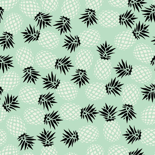 薄荷背景的菠萝无缝图案, 矢量 illustrati — 图库矢量图片