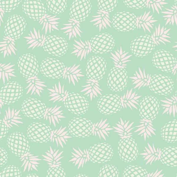 Ananas motif sans couture sur fond de menthe, vecteur illustrati — Image vectorielle