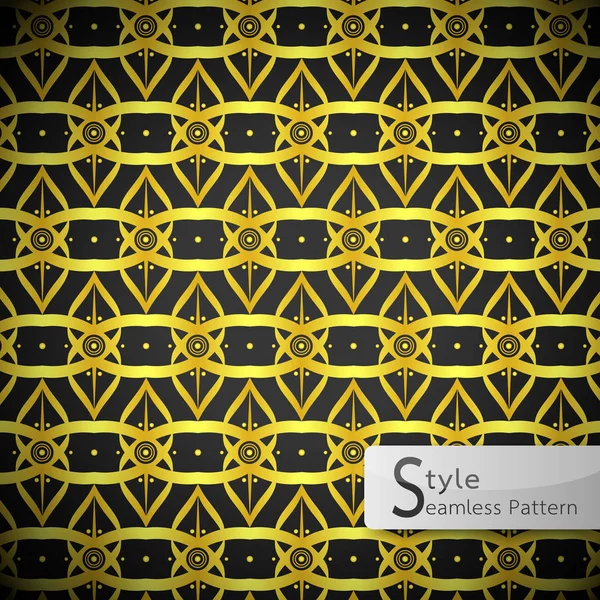 Лотос цветочная решетка петля лента золотой винтажной геометрической бесшовной — стоковый вектор