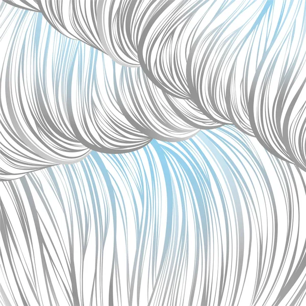 Fodrad grå blå. abstrakt mönster sömlös. fodrad konst handritade. Wave hår natur vintage på bakgrund vit. vektorillustration — Stock vektor