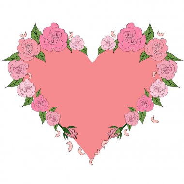 Şeftali kalp hassas gül tarafından çerçeveli