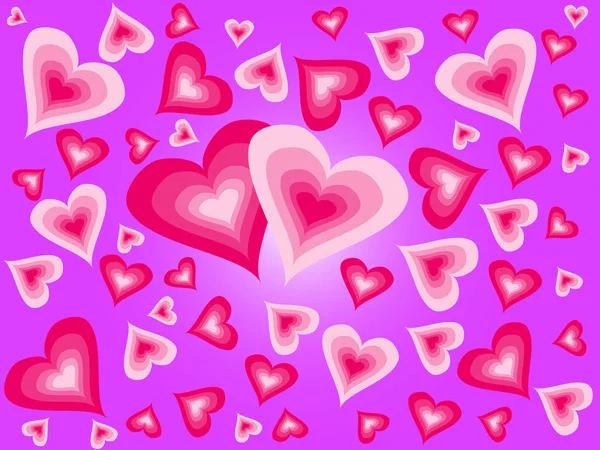 Coeurs sur fond violet — Image vectorielle