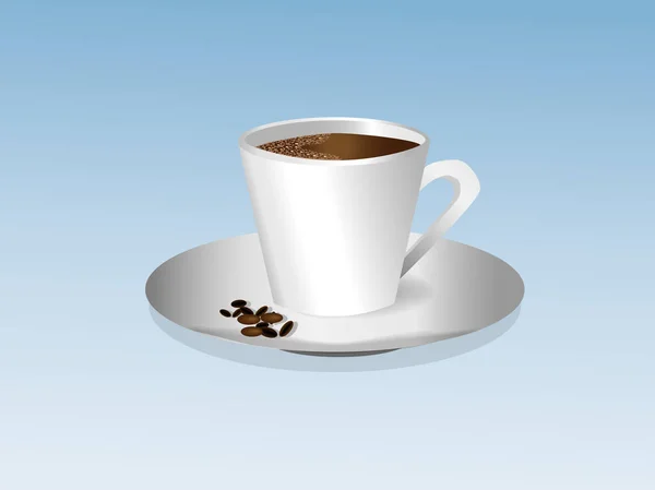 Tazza di caffè con schiuma su un piattino — Vettoriale Stock