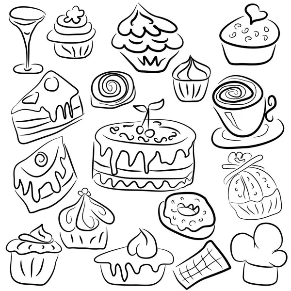 Sweets drawn by outline — Stock Vector
