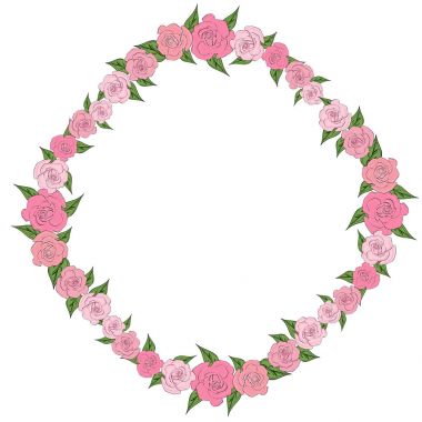 Bir yuvarlak çerçeveli gül yaprakları farklı boyutlarda. Hassasiyet, düğün