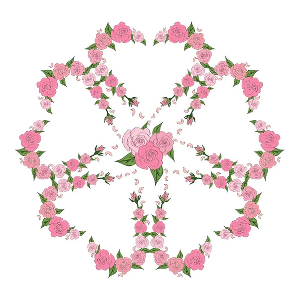 Yıldız, kalplerin narin gül buketi orta ile oluşan bir çiçek — Stok Vektör