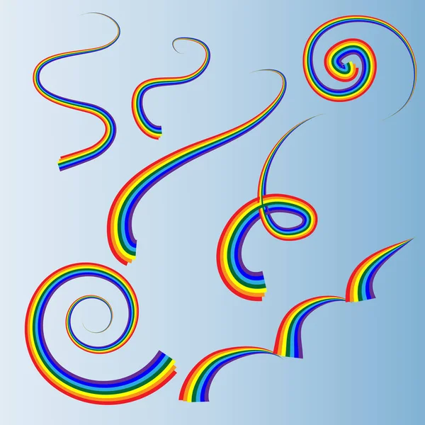 Abstrakte Locken gezeichnet von einer Regenbogenkontur — Stockvektor