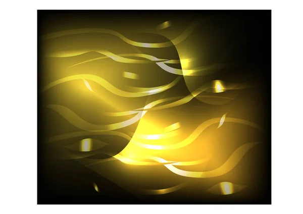 Fondo de luz abstracto en tonos cálidos amarillos. líneas de neón iluminadas, — Vector de stock