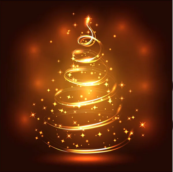 , Aydınlık, pırıl pırıl parlayan bir Noel ağacı, yıldız, kar taneleri, etkileri ile yeni yıl ya da Noel geçmiş. Happy Christmas ve yeni yıl.