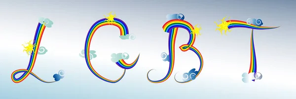 Personas LGBT. Inscripción en una fuente de arco iris. Arco iris — Vector de stock