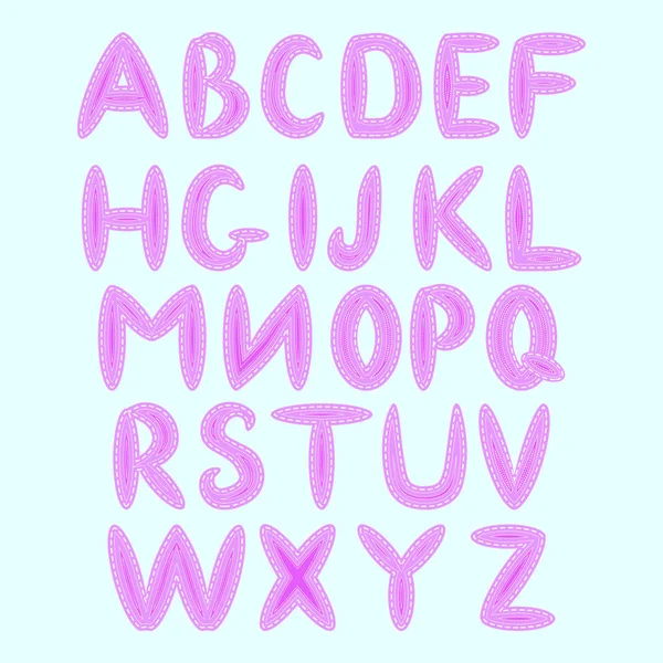 Englisches Alphabet, ausgeführt im Stil des Nähens, Nachahmung von Patches und Nähten — Stockvektor