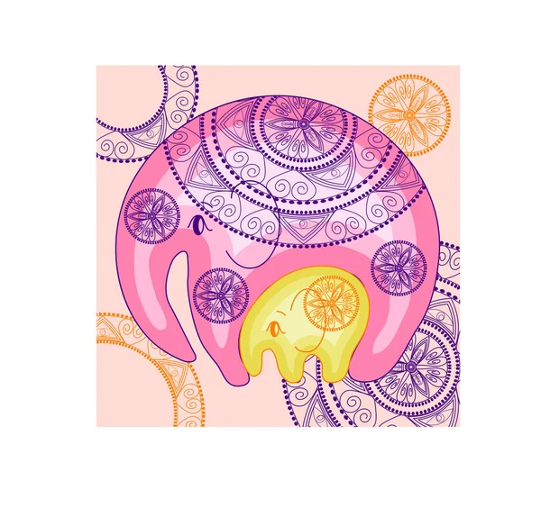 Filler ile dairesel bir süs. Mandala. Anne ve çocuk, koruma, annelik, bakım kavramı