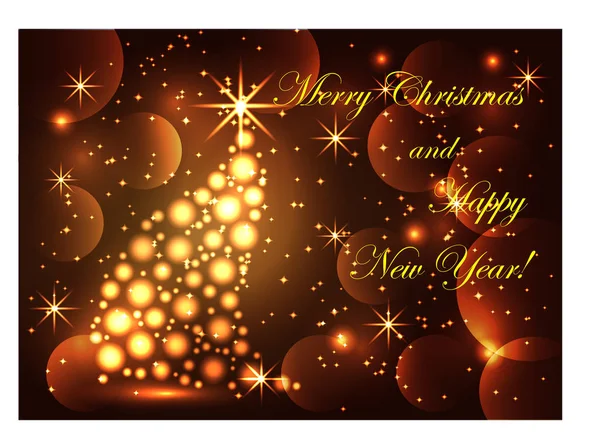 Brillante, brillante, Año Nuevo o fondo de Navidad con un brillante árbol de Navidad, estrellas, copos de nieve, efectos. Feliz Navidad y Año Nuevo . — Vector de stock
