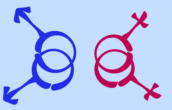 Symboler för samkönade par, homosexuella par, manliga och kvinnliga samkönade relationer. HBTQ, samma kön kärlek, frihet, stolthet — Stock vektor