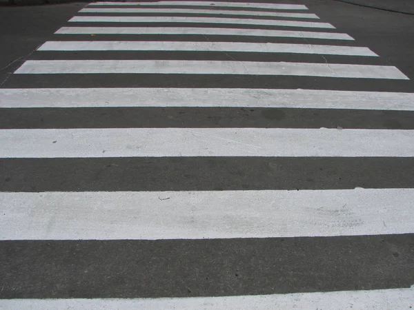 Crosswalk on the road for safety when people walking cross the street. — Stock Photo, Image