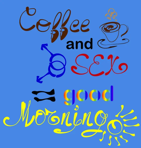Café plus se. Lettrage, un imprimé avec un slogan, une tasse, une désignation symbolique des relations homosexuelles masculines — Image vectorielle