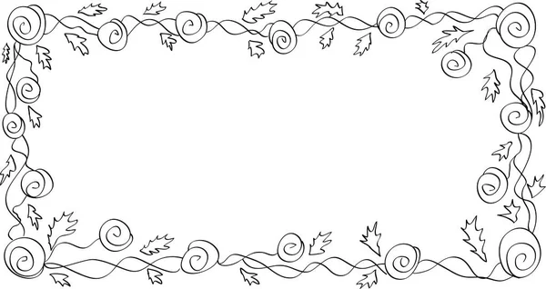 白色背景、着色的匍匐玫瑰的长方形框架 — 图库矢量图片